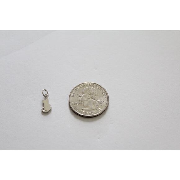 Sterling Silver Tiny Sitting Cat Charm, Simple Cat Cut Out Pendant - Picture 2 of 2